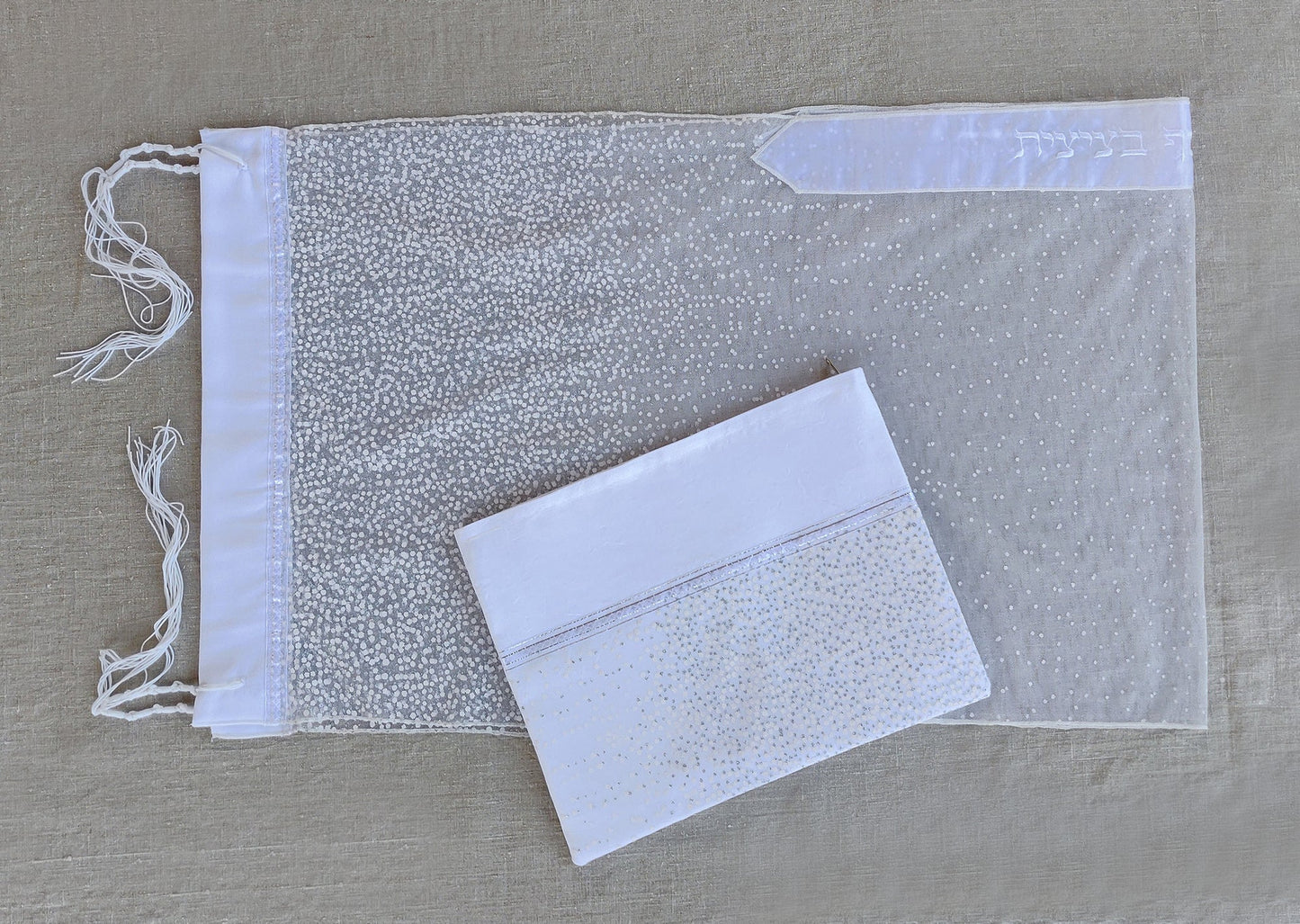 Tulle White Glitter Prayer Shawl By Gabrieli