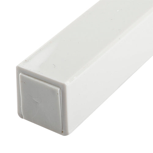 White Square Cut Plastic Mezuzah with Silver Shin