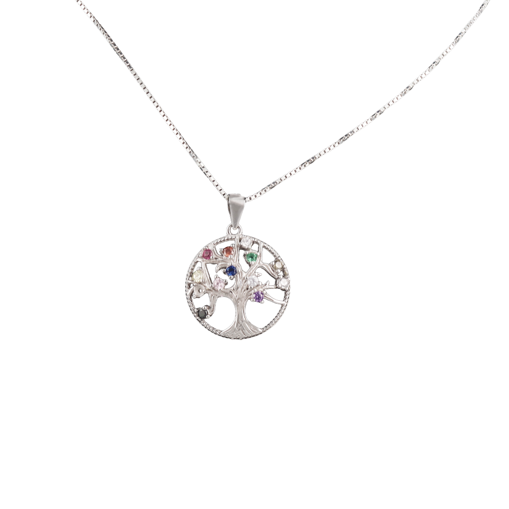 Tree of Life with Colored Crystals Pendant