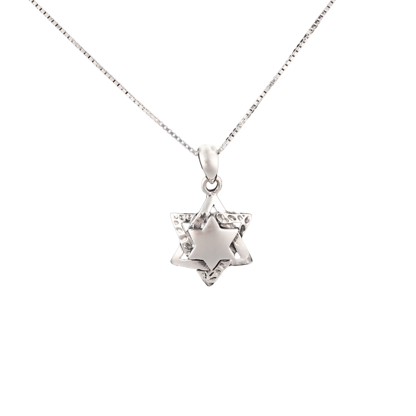 Star of David Silver Domed Pendant