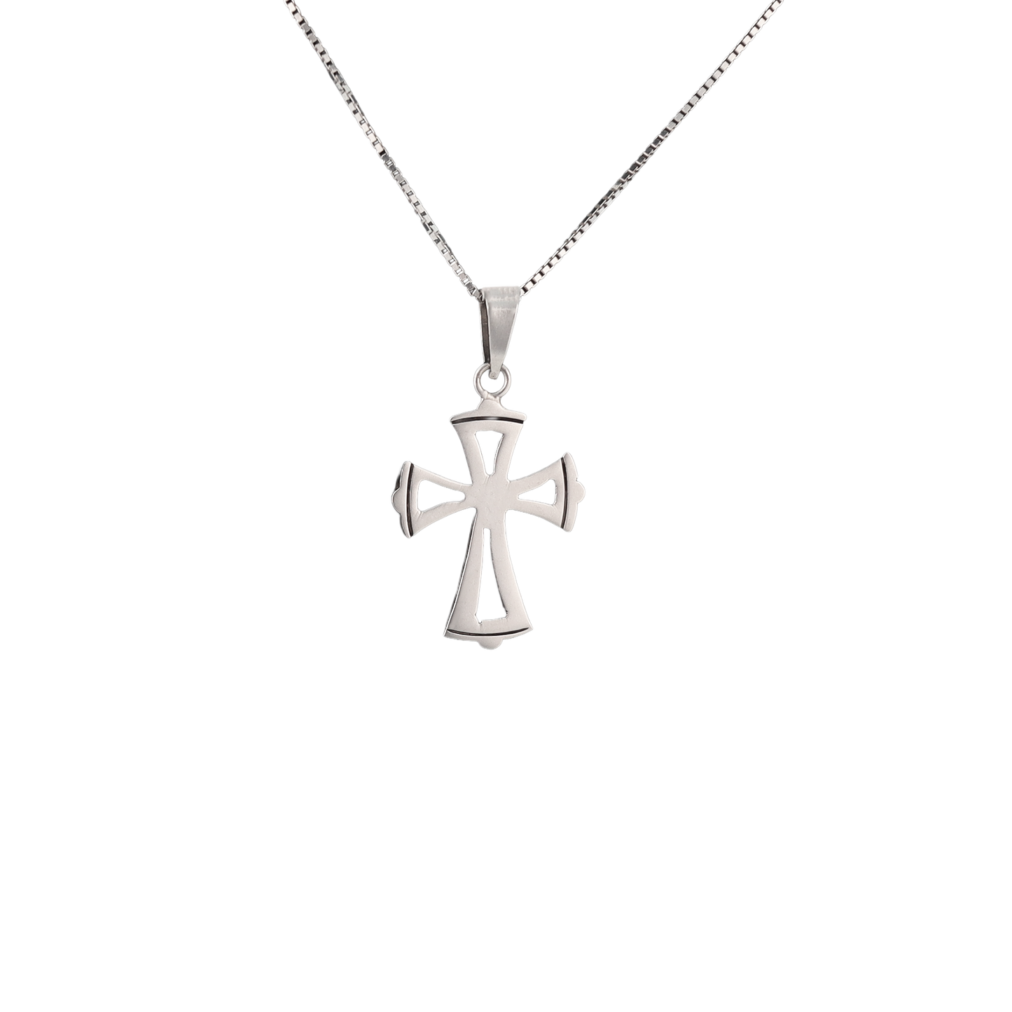 Silver cross pendant on silver chain
