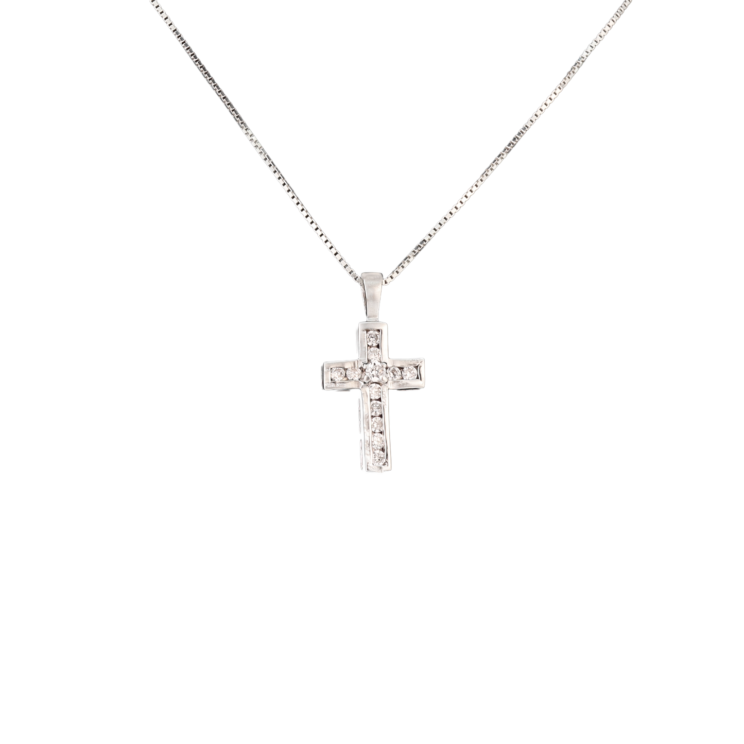 Sterling silver cross pendant with clear crystals