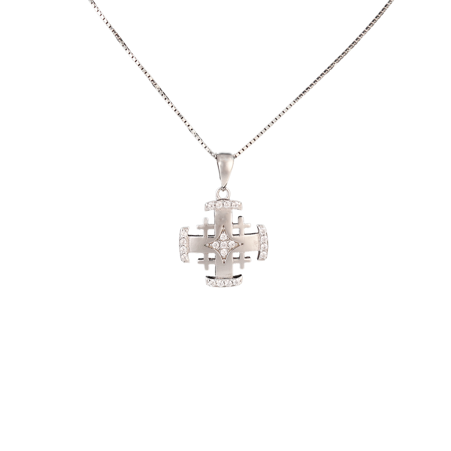 Jerusalem Cross Pendant with Crystals-S (Various)