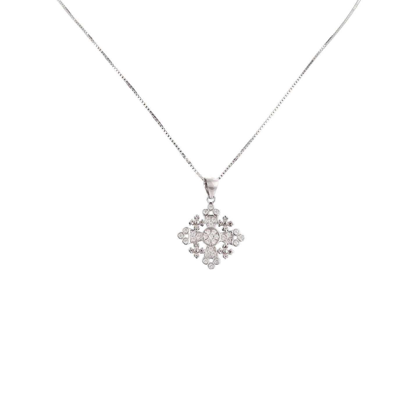 Handcrafted Silver Jerusalem Cross Botonee Pendant featuring the classic four-fold Botonee design.