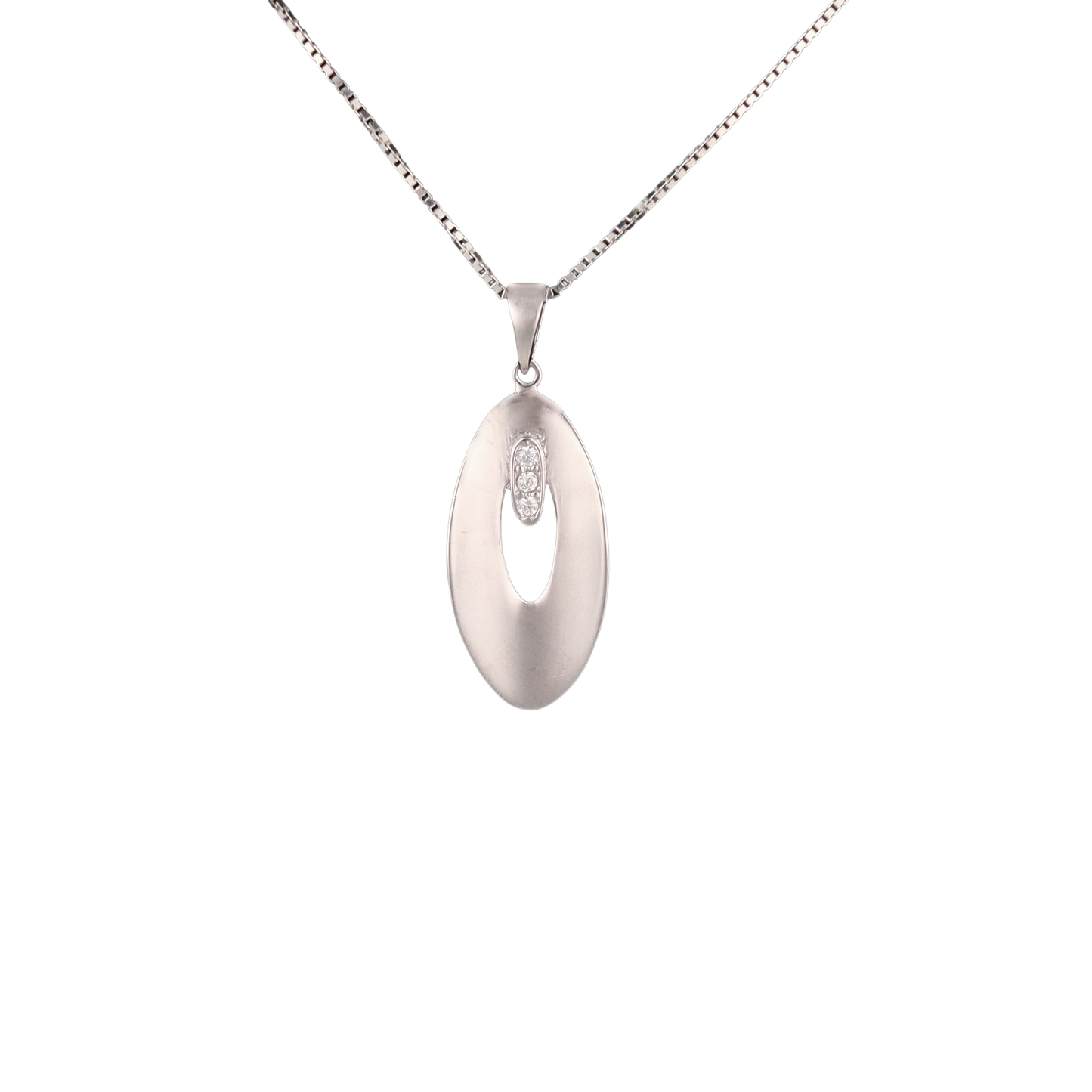 Concave Silver Oval Pendant