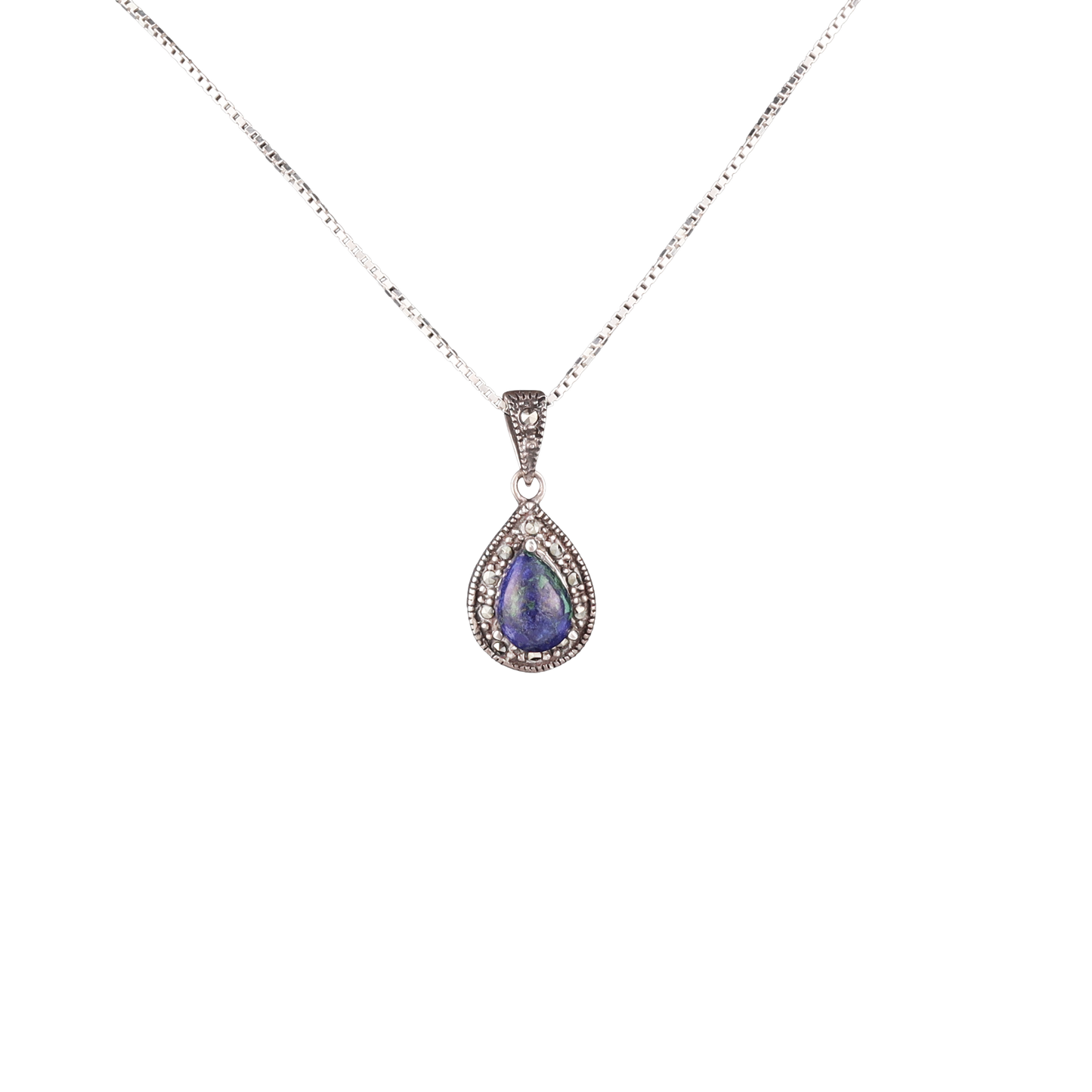 Eilat Stone & Marcasite Teardrop Pendant