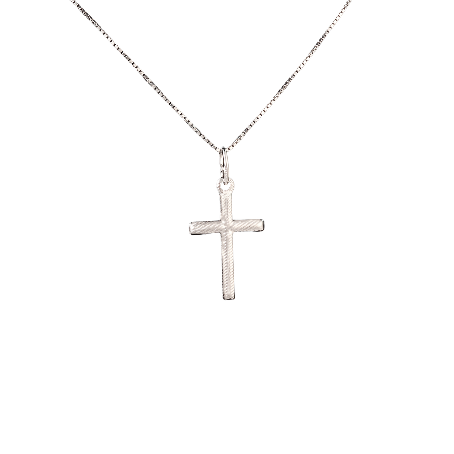Silver cross pendant with cable-like detail