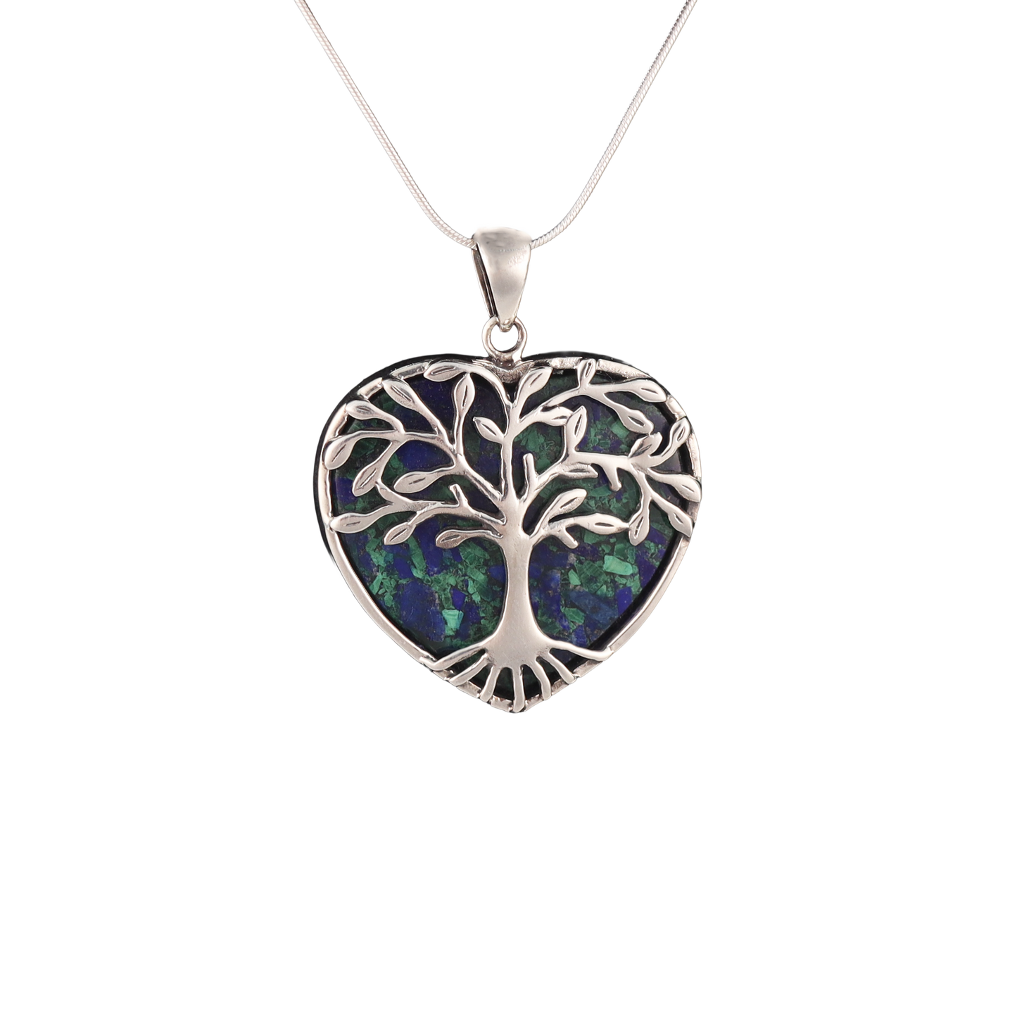 tree of life heart silver with eliat stone