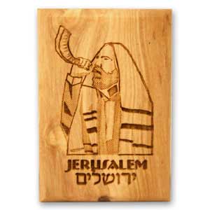Olive Wood Magnet - Shofar Player