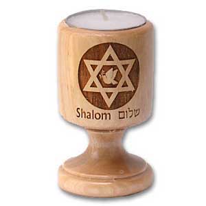 Olive Wood Star of David Tea Light
