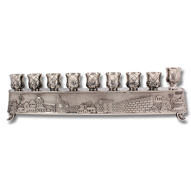 Hanukkiah & Shabbat Candlesticks- Nickel