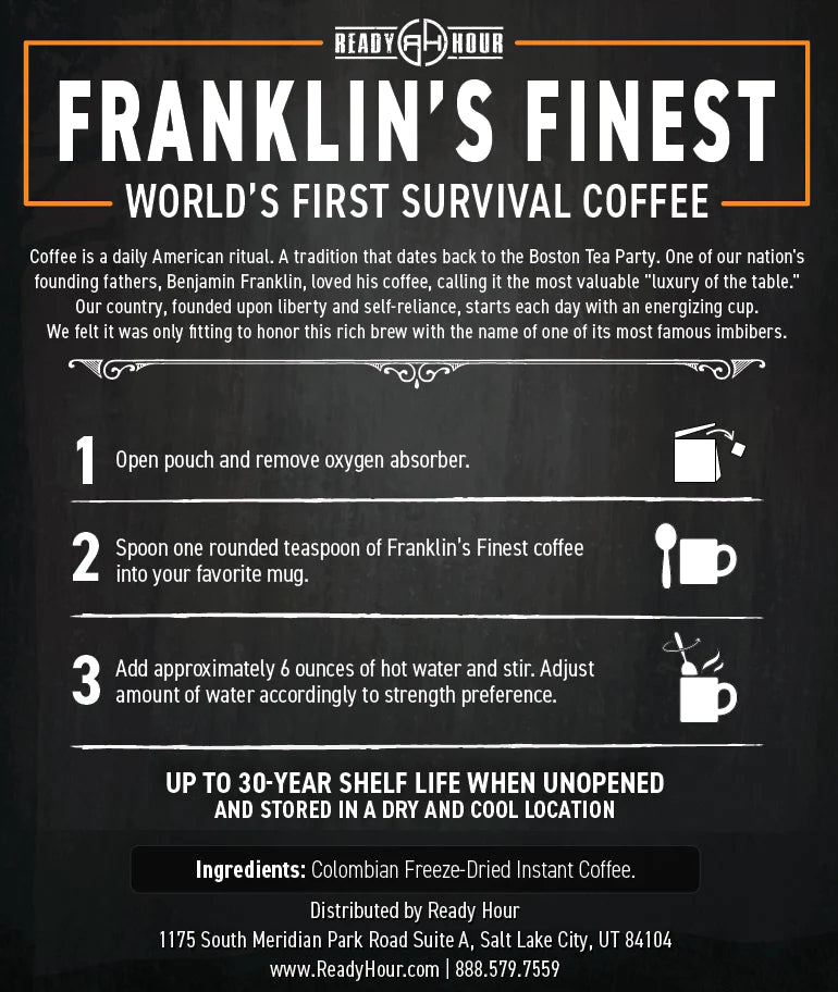 Franklin's Finest Survival Coffee (720 Servings)