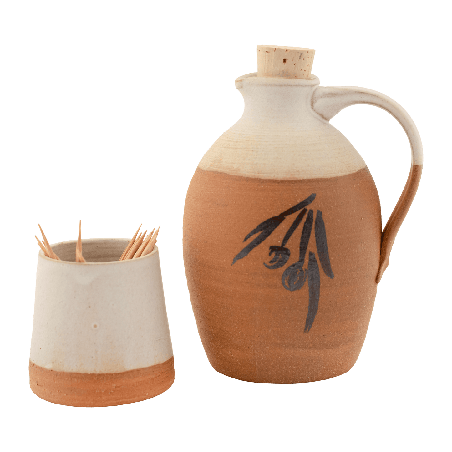 Ceramic Oil Pitcher & Toothpick Holder Set