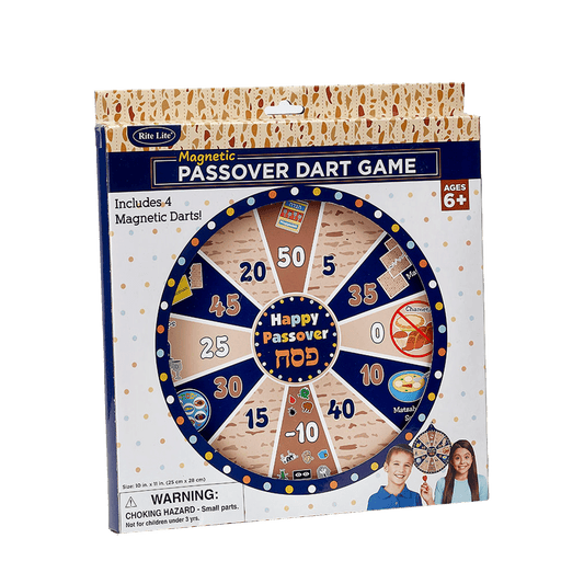 Rite Lite Passover Dart Game with points on board and happy passover written in the center of the dart board