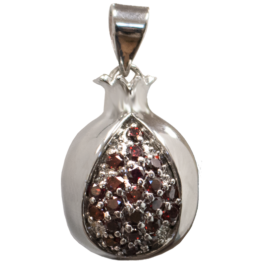 Silver-plated Pomegranate Pendant with Garnets