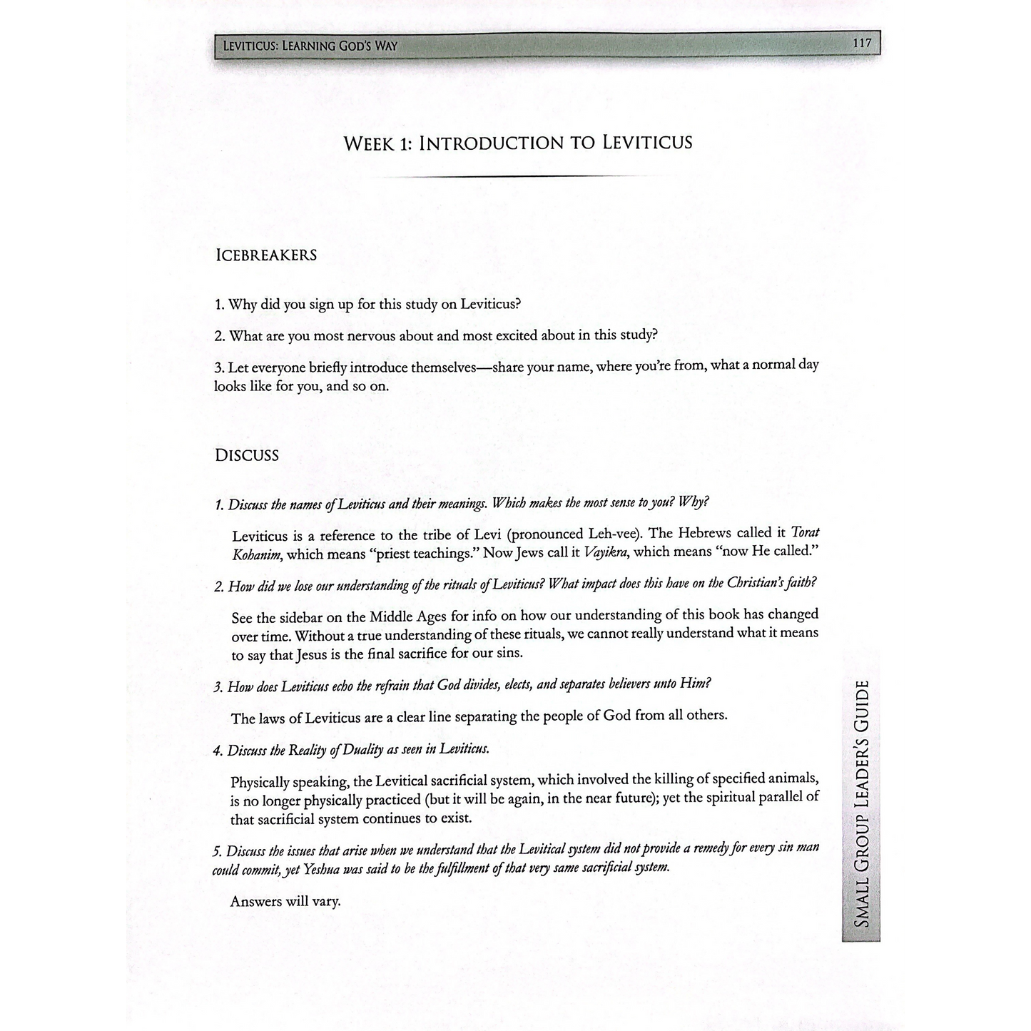 Leviticus, Study Guide, Adult Printed Version