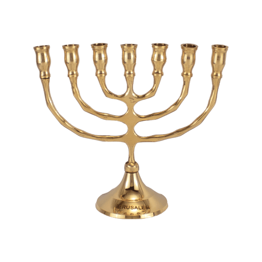 6.25" Polished Brass Temple Menorah