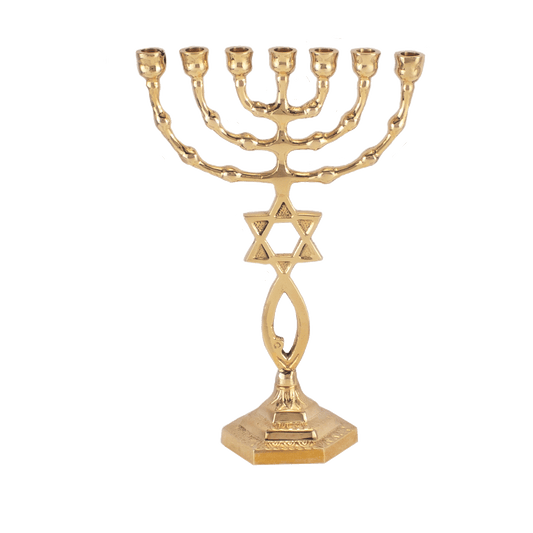 7.5" Polished Brass Grafted in Menorah (Slightly Imperfect)