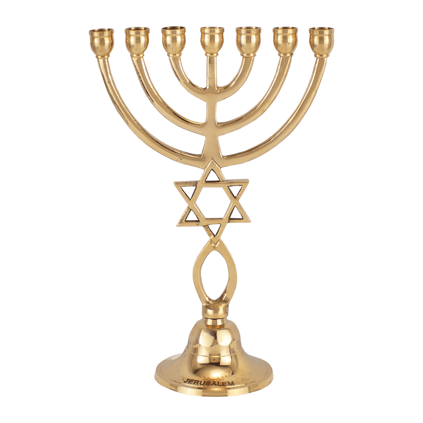 9" Polished Brass Grafted-In Menorah