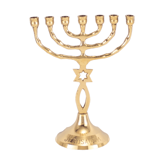 6" Polished Brass Grafted in Menorah