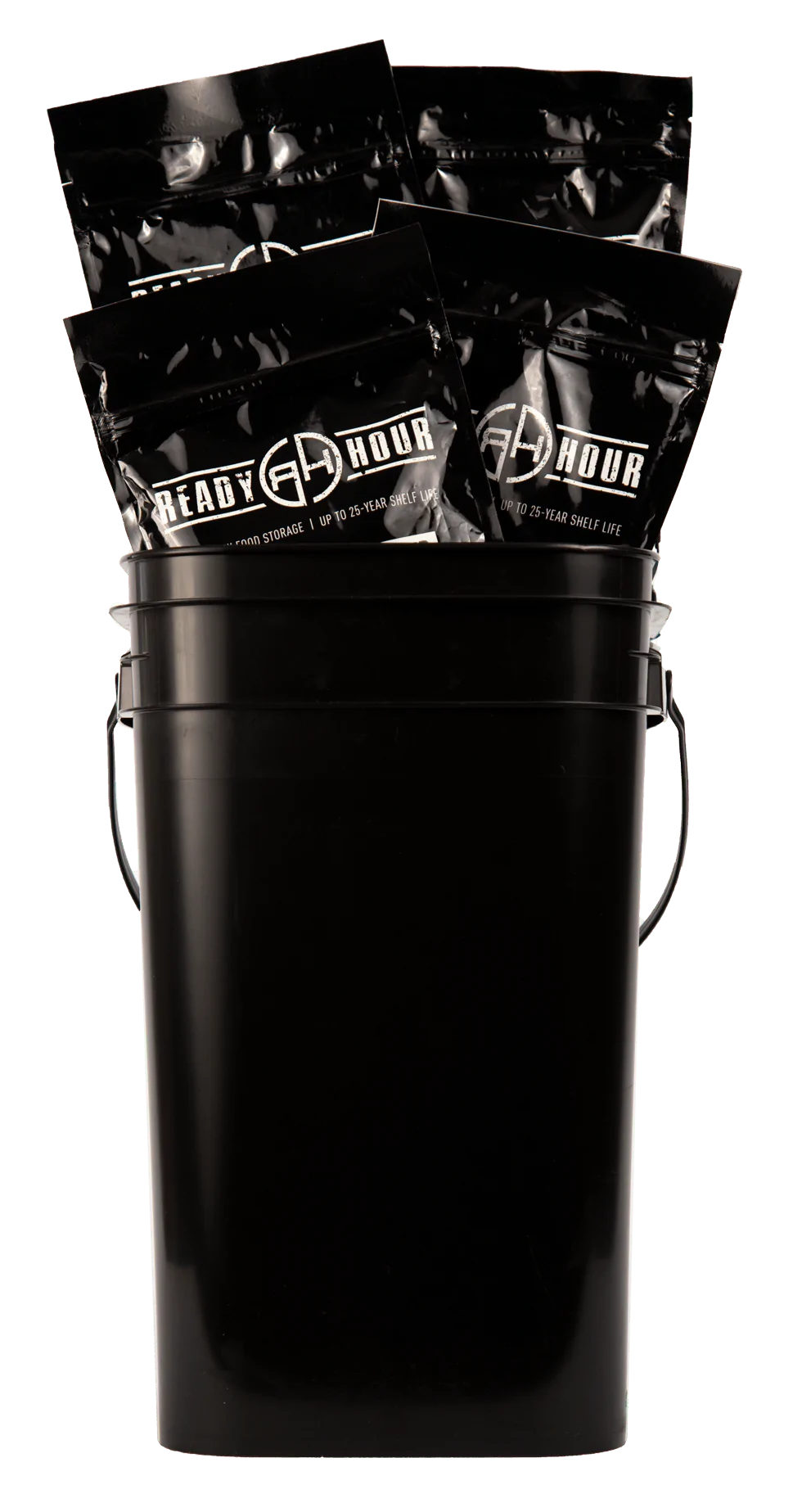 ready hour pancake mix in black ready hour storage bucket