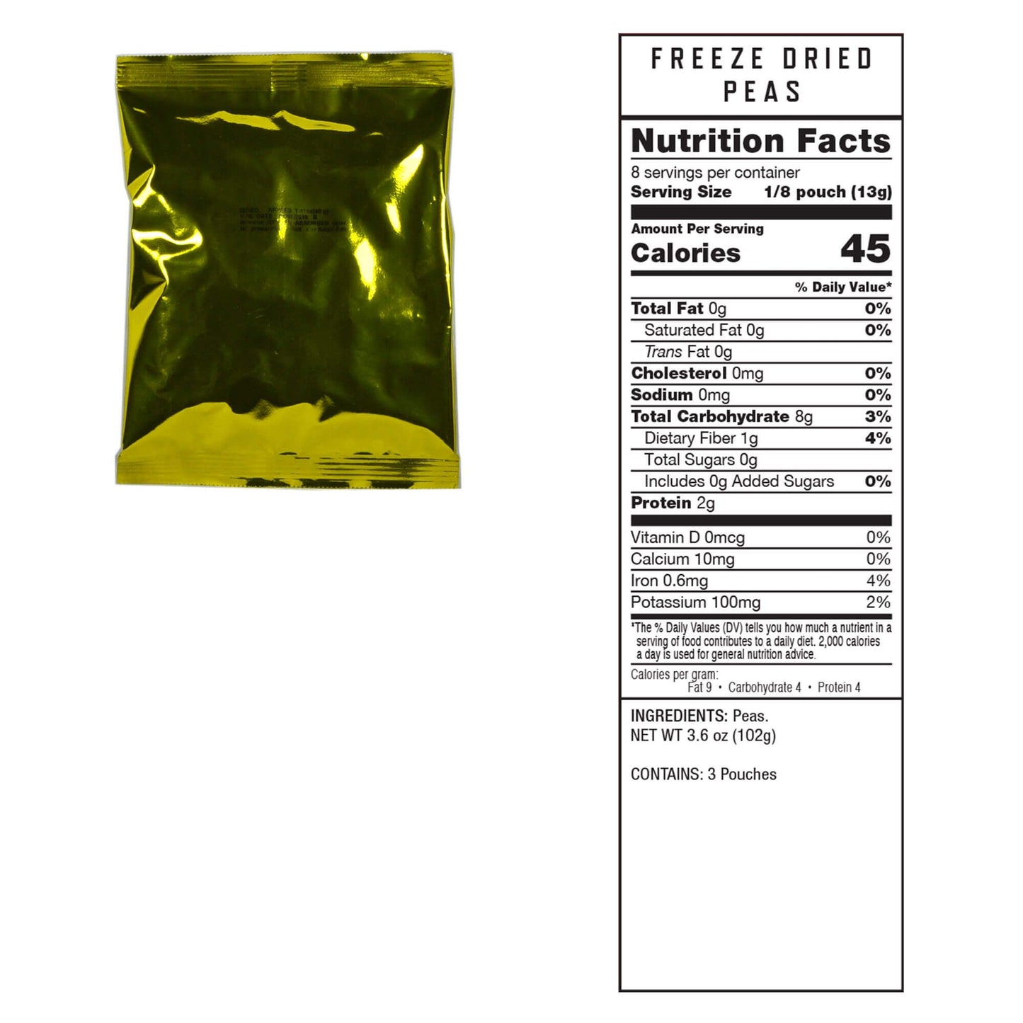 readywise emergency food supply 120 serving freeze dried vegetable bucket freeze dried peas nutritional information