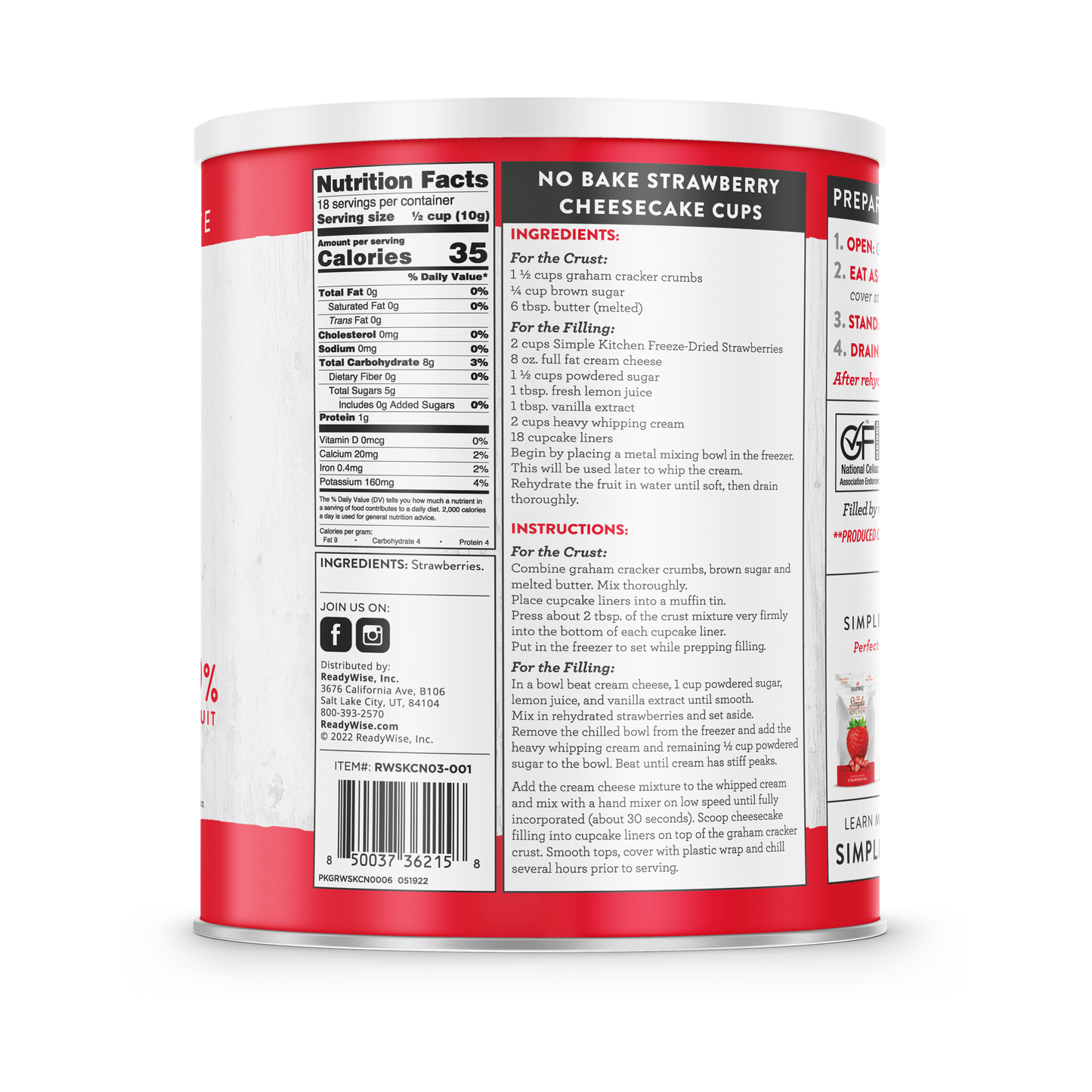 Simple Kitchen #10 Can: Freeze-Dried Sliced Strawberries