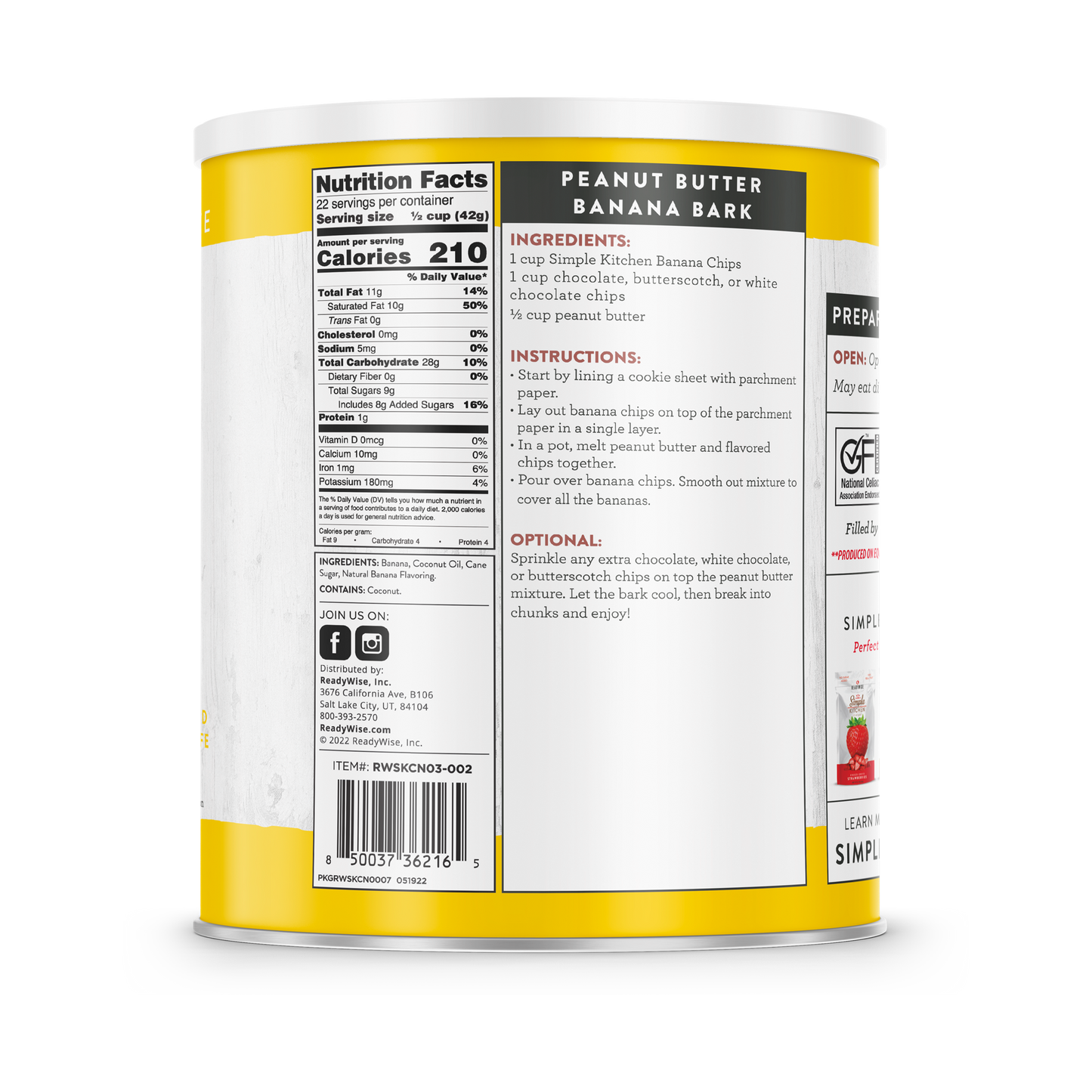 Simple Kitchen #10 Can: Dried Bananas Chips