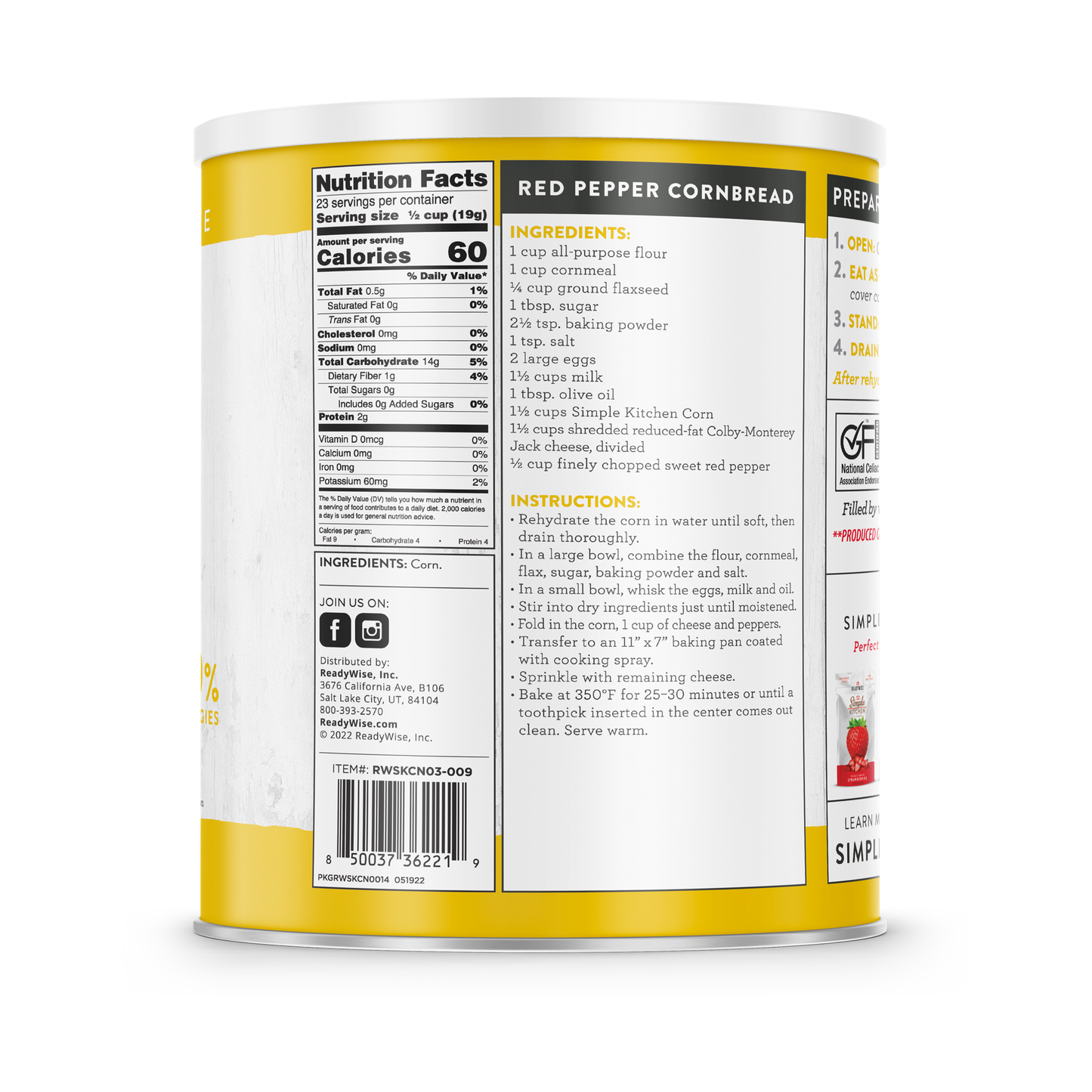 Simple Kitchen #10 Can: Freeze-Dried Corn