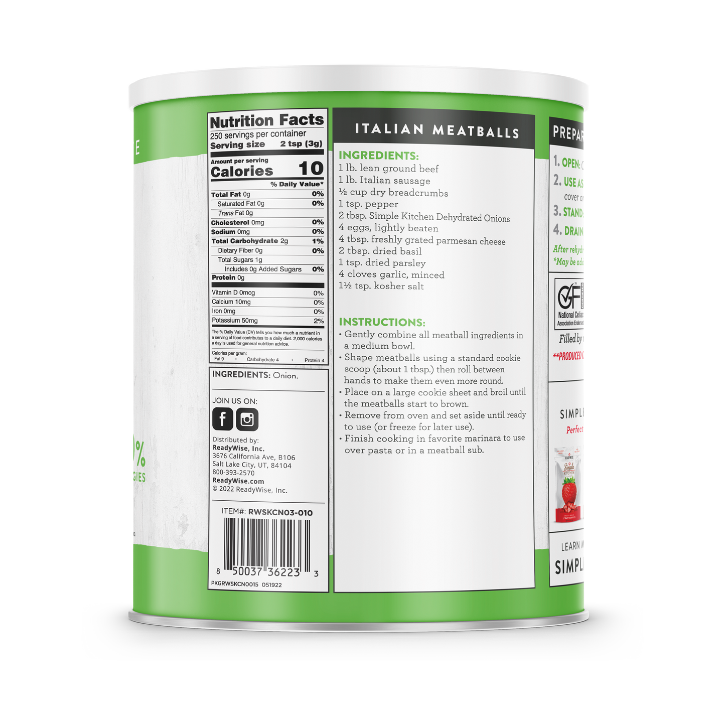 Simple Kitchen #10 Can: Dehydrated Chopped Onions