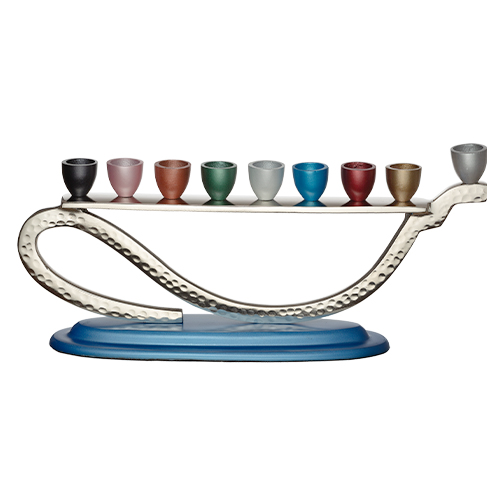 Hammered Aluminum Hanukkiah