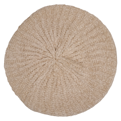 Knitted Chenille Beret - Light Beige