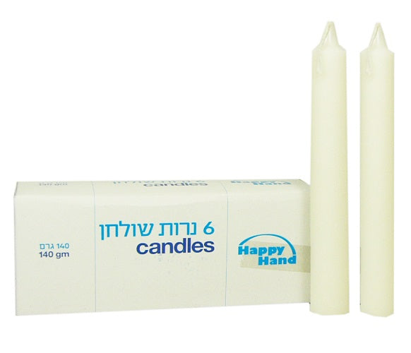 White Kosher Candles 6 - Pack