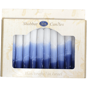 Shabbat Candles - Blue & White Ombre