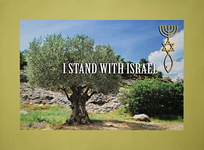 Garden of Gethsemane Olive Tree, I Stand with Israel - Honey Frame