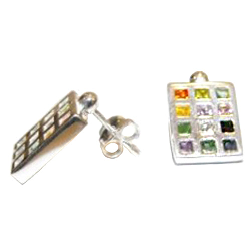 Breastplate Earrings w/Crystals (Stud)