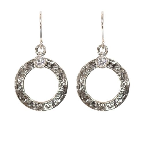 Open Circle Dangle Earrings - 925 Silver