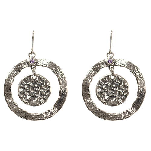 Silver Floating Circle Earrings