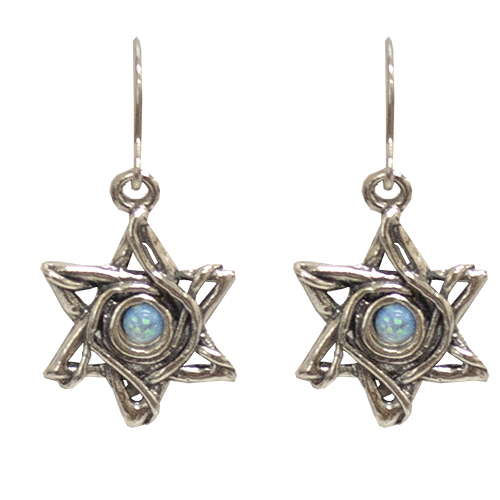 Opal Star of David Interwoven Earrings