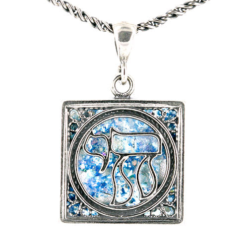 Chai Square Roman Glass Necklace