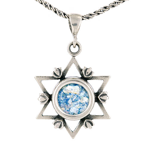 Star of David Roman Glass Necklace