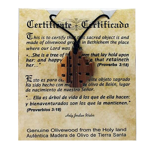 Olive Wood Jerusalem Cross Necklace