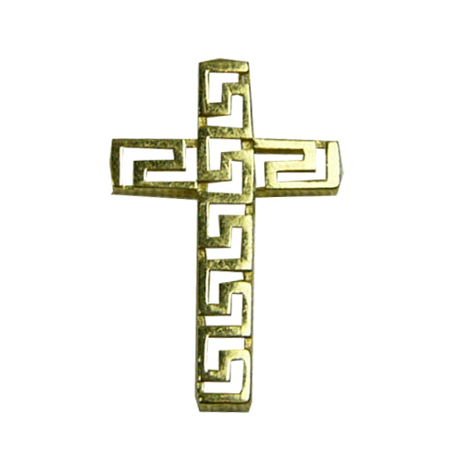 Gold Greek Key Design Cross Pendant