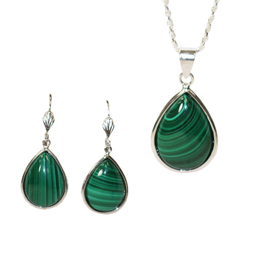 Malachite Necklace & Earring Set