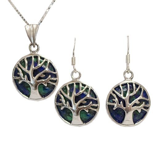 Eilat Stone & Silver Tree of Life Set