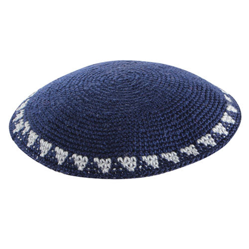 Navy Knitted DMC Kippah (13cm)