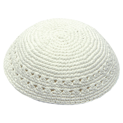 White Knitted Kippah (18 cm)