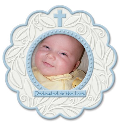Dedicated to the Lord, Round Photo Frame - Blue