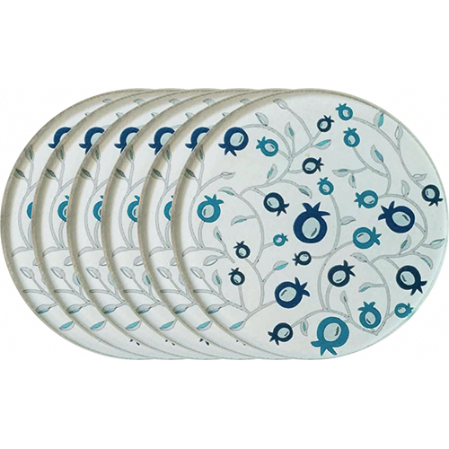 Pomegranate Glass Coasters - Blue