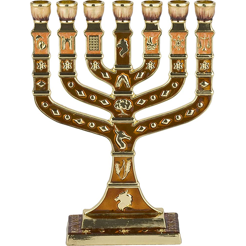 4.5" Enamel Menorah - Brown